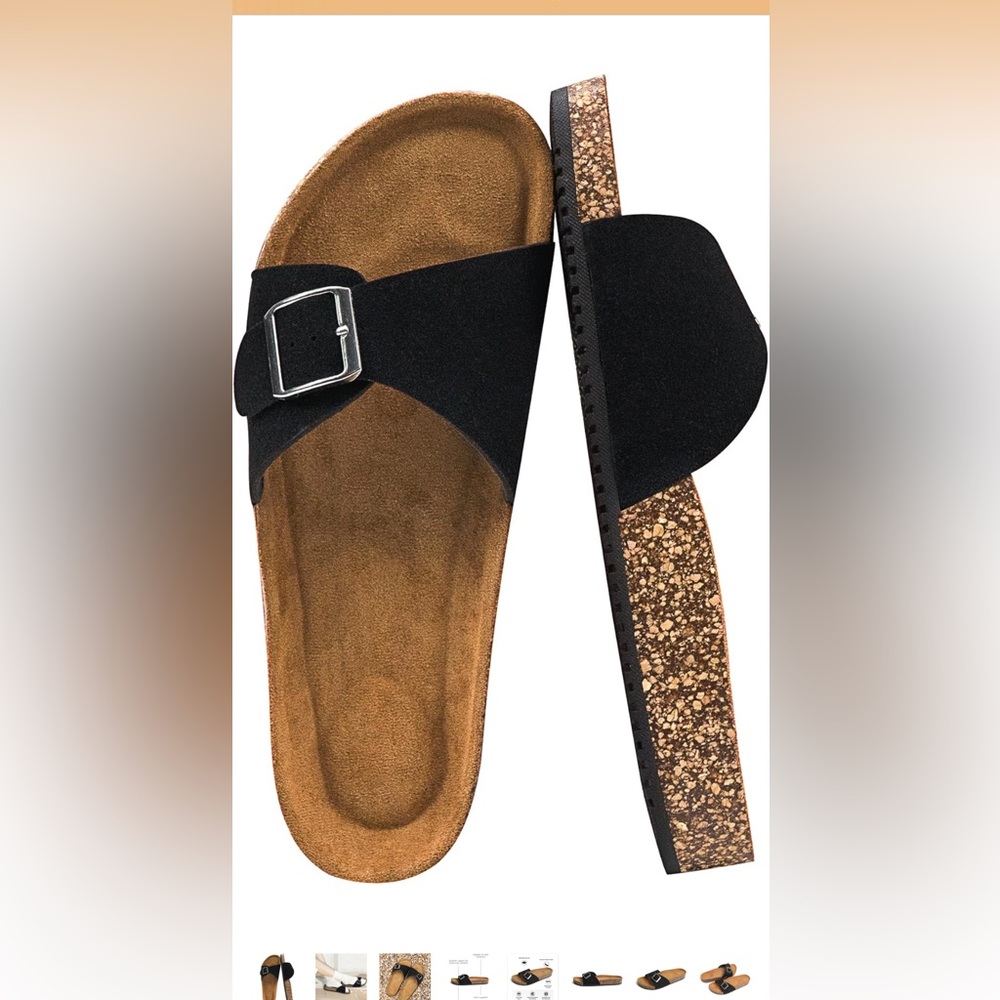 3 For $20 Black Cork-Platform Women's Slide Sandals